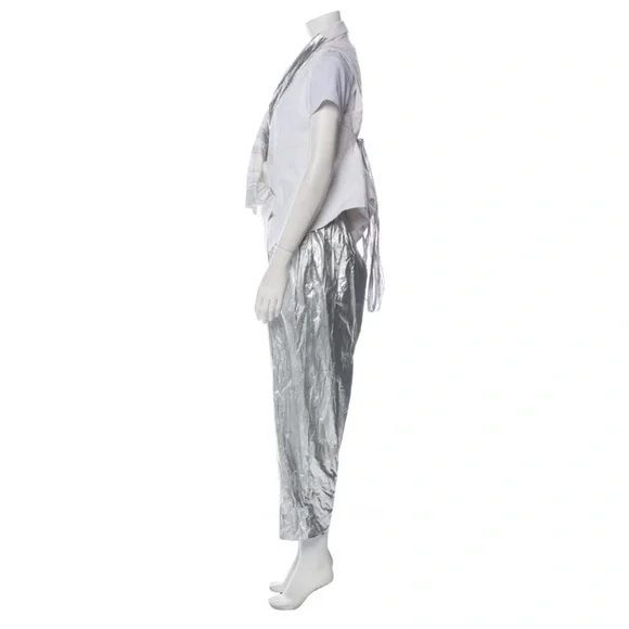 Igor Dobranic Two-Piece Linen Carlos Harrison Metallic Silver White Pant Set S - Picture 3 of 8